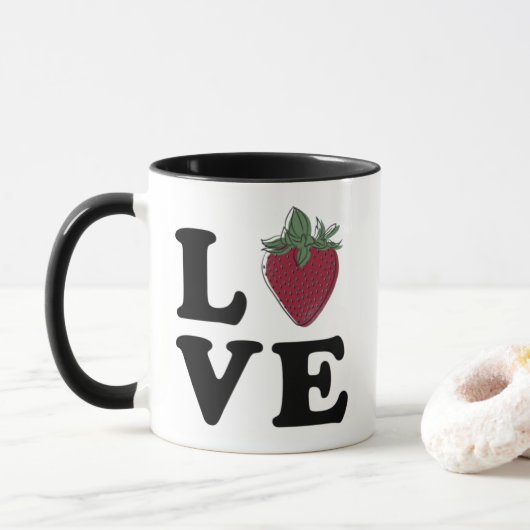 ErdbeerLiebe-Tasse (Klicken, zum von Art zu Tasse (Mit Donut)