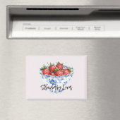 Erdbeerliebe Weiße Blaue Schüssel Magnet (In Situ (Geschirrspüler))