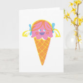 Erdbeermädchen-Eiscreme-Gruß-Karte Karte (Gelbe Blume)