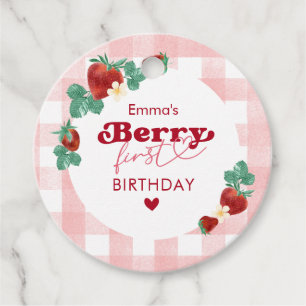 Erdbeermädchen zum ersten Geburtstag 1. Geburtstag Geschenkanhänger