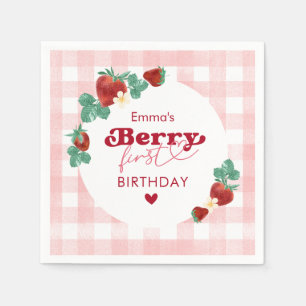 Erdbeermädchen zum ersten Geburtstag 1. Geburtstag Serviette