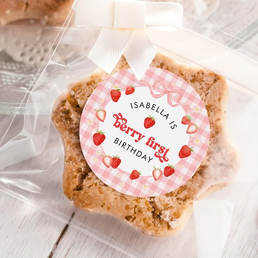 Erdbeermädchen zum ersten Geburtstag Runder Aufkleber