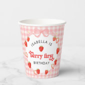 Erdbeermädchen zur ersten Geburtstagsfeier Pappbecher (Vorderseite)