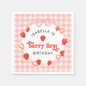 Erdbeermädchen zur ersten Geburtstagsfeier Serviette (Vorderseite)
