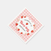 Erdbeermädchen zur ersten Geburtstagsfeier Serviette (Ecke)