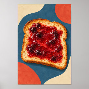 Erdbeermarmelade auf goldenem Toast – Moderne Pop- Poster