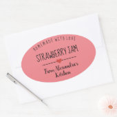 Erdbeermarmelade hausgemacht mit Liebe Ovaler Aufkleber (Umschlag)