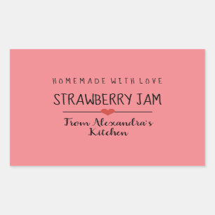 Erdbeermarmelade hausgemacht mit Liebe Rechteckiger Aufkleber