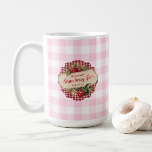 Erdbeermarmelade Kaffeetasse (Mit Donut)