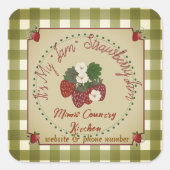 Erdbeermarmelade Quadratischer Aufkleber (Vorderseite)