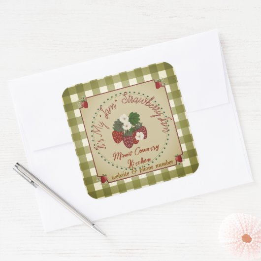 Erdbeermarmelade Quadratischer Aufkleber (Umschlag)