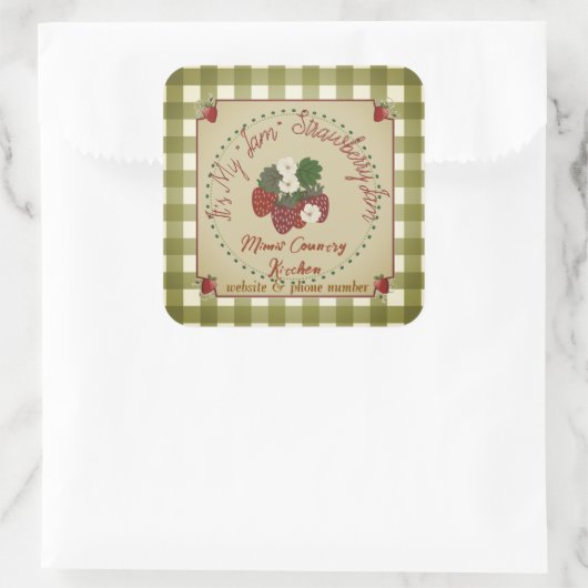 Erdbeermarmelade Quadratischer Aufkleber (Tasche)