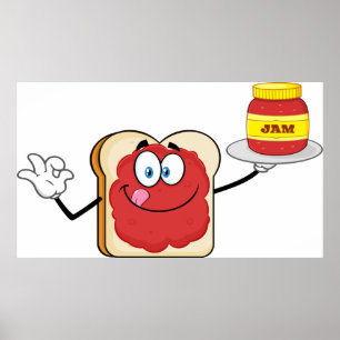 Erdbeermarmelade Toast Cartoonfigur Poster