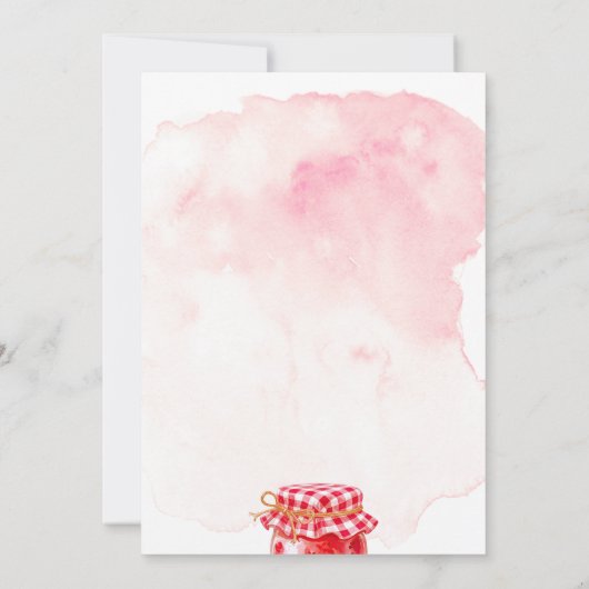 Erdbeermarmelade verpackt mit Liebe-Brautparty Einladung (Rückseite)