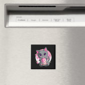 Erdbeermilch für Frauen Mädchen Kawaii Anime Katze Magnet (In Situ (Geschirrspüler))