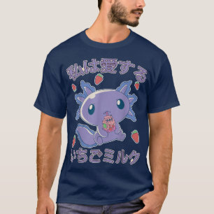 Erdbeermilch Japan Anime Kawaii Axolotl Erdbeere T-Shirt