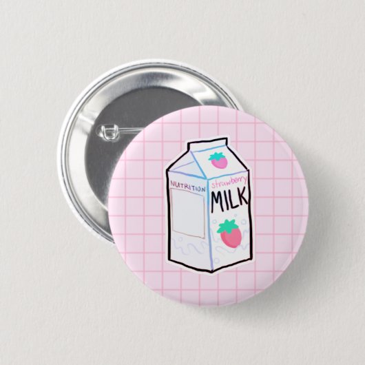 Erdbeermilch-Knopf Button (Vorne & Hinten)
