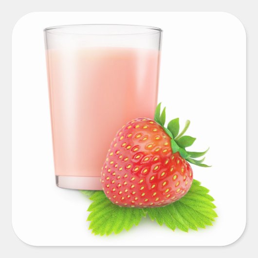 Erdbeermilch Quadratischer Aufkleber (Vorderseite)