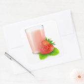 Erdbeermilch Quadratischer Aufkleber (Umschlag)