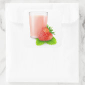 Erdbeermilch Quadratischer Aufkleber (Tasche)
