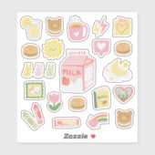 Erdbeermilch und süße Kekse Aufkleber (Blatt)