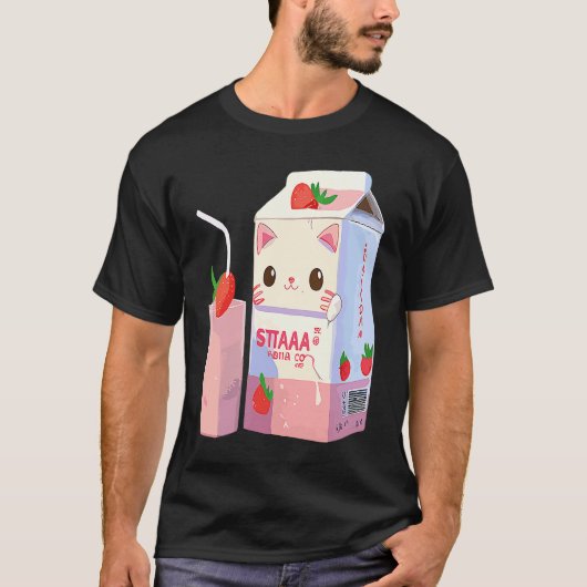 Erdbeermilchshake-Katze 3 T-Shirt (Vorderseite)