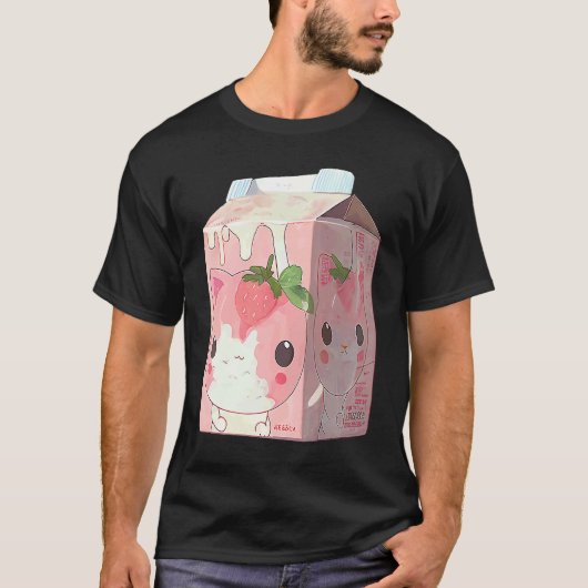 Erdbeermilchshake-Katze 4 T-Shirt (Vorderseite)