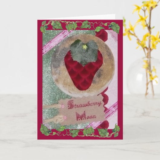 Erdbeermond Karte (Gelbe Blume)