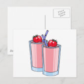 Erdbeermoothie Postkarte (Vorne/Hinten)