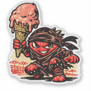 Erdbeermörder-Eiscreme — Vintage-Sommer-Spaß Aufkleber