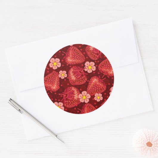 Erdbeermuster 2 2 runder aufkleber (Umschlag)