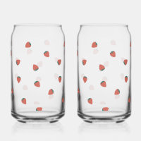 Erdbeermuster aus Hartglas, Set von 2