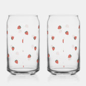 Erdbeermuster aus Hartglas, Set von 2 Dosenglas (Links)