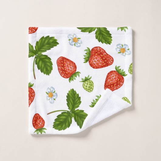 Erdbeermuster Badhandtuch Set (Waschlappen)