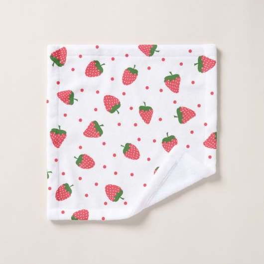 Erdbeermuster Badhandtuch Set (Waschlappen)