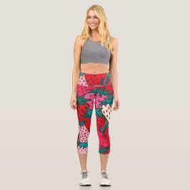 Erdbeermuster Capri Leggings