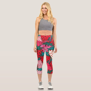 Erdbeermuster Capri Leggings