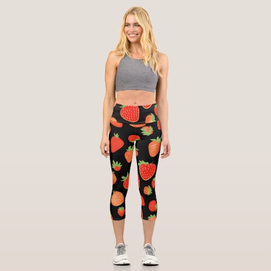 Erdbeermuster Capri Leggings (Vorderseite)