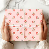 Erdbeermuster Coquette Pink Bow Geschenkpapier