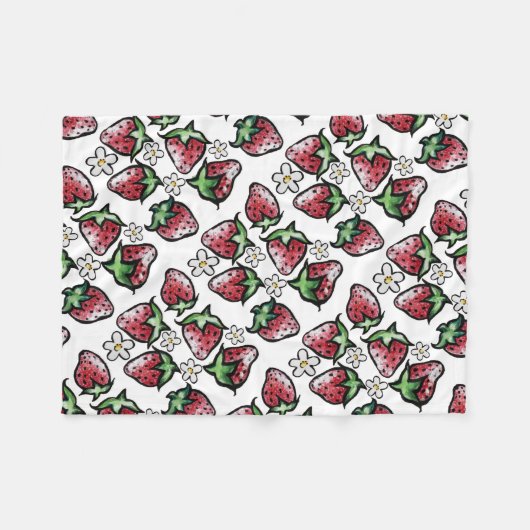 Erdbeermuster Erdbeeren für immer Fleecedecke (Vorderseite (Horizontal))