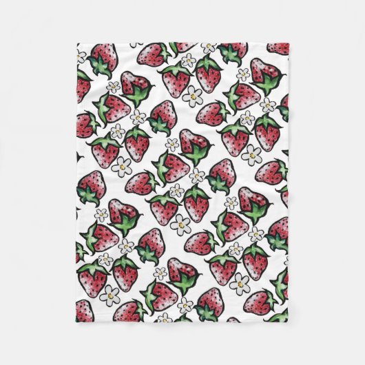 Erdbeermuster Erdbeeren für immer Fleecedecke (Vorderseite)