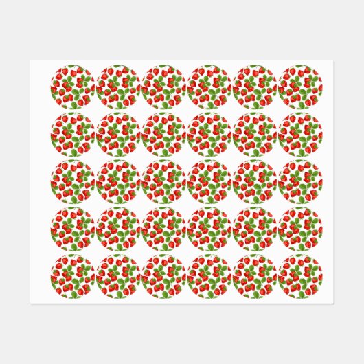 Erdbeermuster Etiketten (Blatt)