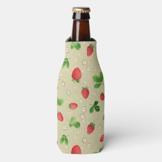 Erdbeermuster Flaschenkühler (Flaschenvorderseite)