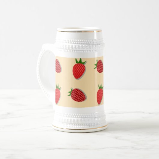 Erdbeermuster für Früchte im Sommer gute Gesichtsb Bierglas (Vorderseite Links)