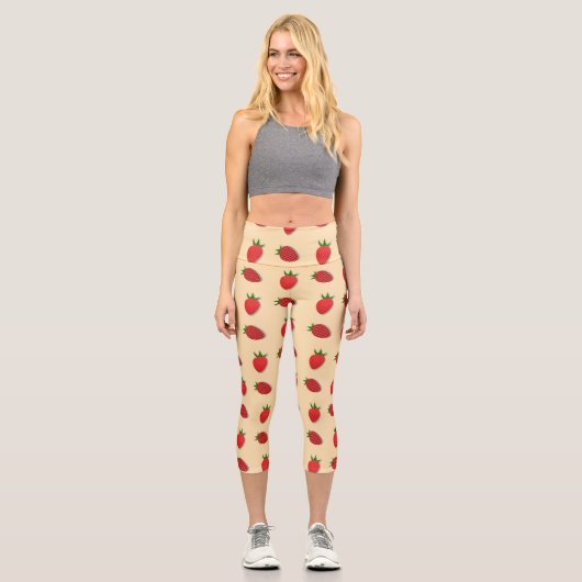 Erdbeermuster für Früchte im Sommer gute Gesichtsb Capri Leggings (Vorderseite)