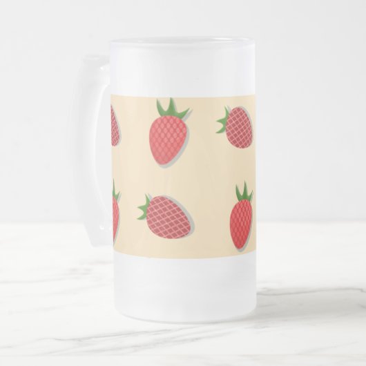 Erdbeermuster für Früchte im Sommer gute Gesichtsb Mattglas Bierglas (Vorderseite Links)