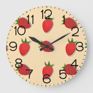 Erdbeermuster für fruchtige Sommerstimmung Große Wanduhr