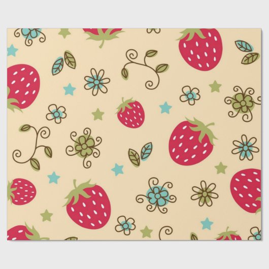 Erdbeermuster Geschenkpapier (Flach)