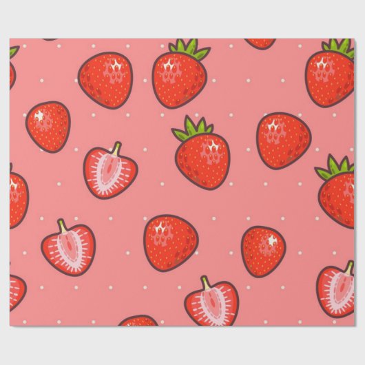 Erdbeermuster Geschenkpapier (Flach)