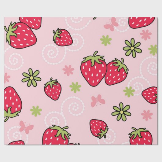 Erdbeermuster Geschenkpapier (Flach)